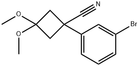 1-(3-溴苯基)-3,3-二甲氧基环丁烷-1-腈 结构式