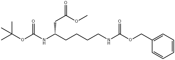 (S)-甲基 7-(((苄氧基)羰基)氨基)-3-((叔-丁氧羰基)氨基)庚酯 结构式
