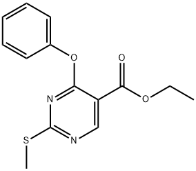 5-Pyrimidinecarboxylicacid, 2-(methylthio)-4-phenoxy-, ethyl ester 结构式