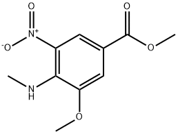 4-甲胺基-3-甲氧基-5-硝基苯羧酸甲酯 结构式