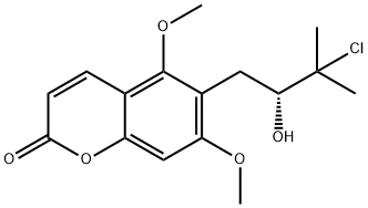 (+)-6-(3-Chloro-2-hydroxy-3-methylbutyl)-5,7-dimethoxycoumarin 结构式