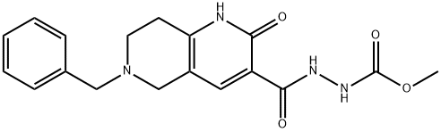 甲基 2-(6-苯甲基-2-氧亚基-1,2,5,6,7,8-六氢-1,6-萘啶-3-羰基)肼甲酸基酯 结构式