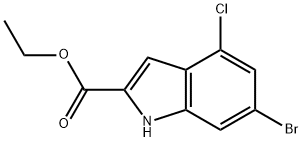 6-溴-4-氯-1H-吲哚-2-甲酸乙酯 结构式