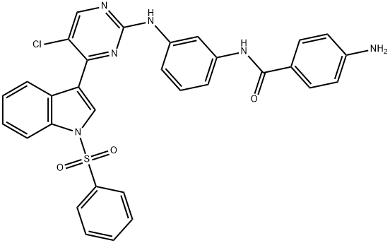 4-amino-N-(3-((5-chloro-4-(1-(phenylsulfonyl)-1H-indol-3-yl)pyrimidin-2-yl)amino)phenyl)benzamide 结构式