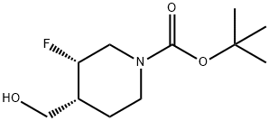 (3S,4R)-3-氟-4-(羟甲基)哌啶-1-羧酸叔丁酯 结构式