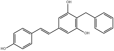 5-[(1E)-2-(4-HYDROXYPHENYL)ETHENYL]-2-(PHENYLMETHYL)-1,3-BENZENEDIOL 结构式