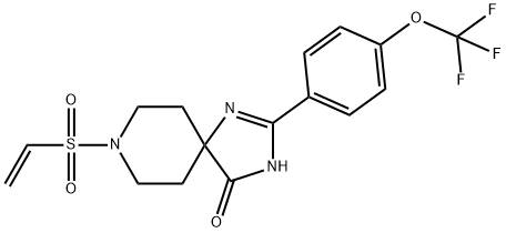 2-(4-(三氟甲氧基)苯基)-8-(乙烯基磺酰)-1,3,8-三氮杂螺[4.5]癸碳-1-烯-4-酮 结构式