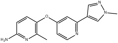 6-methyl-5-((2-(1-methyl-1H-pyrazol-4-yl)pyridin-4-yl)oxy)pyridin-2-amine 结构式