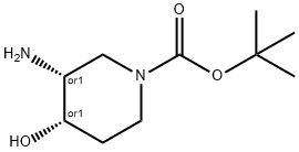 cis-3-amino-1-boc-4-hydroxypiperidine 结构式