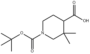 1-Boc-3,3-dimethyl-piperidine-4-carboxylic acid 结构式