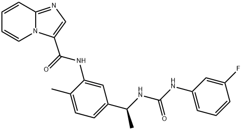 (S)-N-(5-(1-(3-(3-氟苯基)脲基)乙基)-2-甲基苯基)咪唑并[1,2-A]吡啶-3-甲酰胺 结构式
