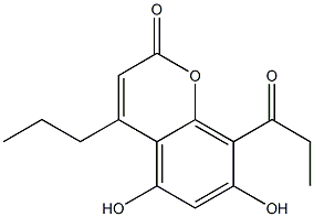 2H-1-Benzopyran-2-one, 5,7-dihydroxy-8-(1-oxopropyl)-4-propyl- 结构式