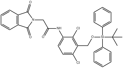 N-(3-(((叔-丁基二苯基甲硅烷基)氧代)甲基)-2,4-二氯苯基)-2-(1,3-二氧亚基异二氢吲哚-2-基)醋胺石 结构式