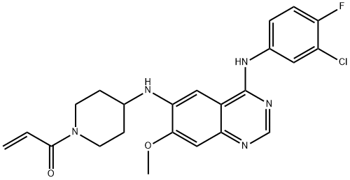 1-[4-[[4-[(3-氯-4-氟苯基)氨基]-7-甲氧基-6-喹唑啉基]氨基]-1-哌啶基]-2-丙烯-1-酮 结构式