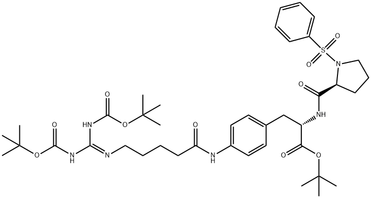 (S)-tert-butyl 3-(4-(5-((Z)-2,3-bis(tert-
butoxycarbonyl)guanidino)pentanamido)phenyl)-2-((S)-1-(phenylsulfonyl)pyrrolidine-2-carboxamido)propanoate 结构式