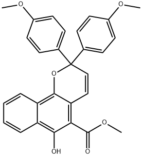 methyl 6-hydroxy-2,2-bis(4-methoxyphenyl)-2H-benzo[h]chromene-5-carboxylate 结构式