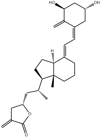 (5S)-5-[(2R)-2-[(1R,3aS,4E,7aR)-4-[(2Z)-2-[(3S,5R)-3,5-dihydroxy-2-methylidenecyclohexylidene]ethylidene]-7a-methyl-2,3,3a,5,6,7-hexahydro-1H-inden-1-yl]propyl]-3-methylideneoxolan-2-one 结构式