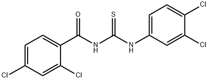 2,4-dichloro-N-{[(3,4-dichlorophenyl)amino]carbonothioyl}benzamide 结构式