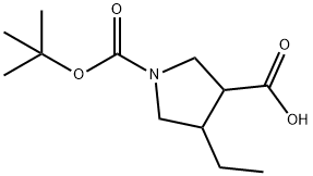 4-乙基-1,3-吡咯烷二甲酸 1-叔丁酯 结构式