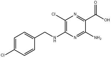 3-amino-6-chloro-5-((4-chlorobenzyl)amino)pyrazine-2-carboxylic acid 结构式