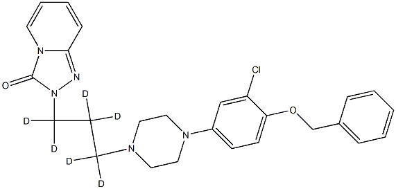 2-[3-[4-(3-chloro-4-phenylmethoxyphenyl)piperazin-1-yl]-1,1,2,2,3,3-hexadeuteriopropyl]-[1,2,4]triazolo[4,3-a]pyridin-3-one 结构式