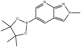 2-甲基-5-(4,4,5,5-四甲基-1,3,2-二氧硼杂环戊烷-2-基)-2H-吡唑并[3,4-B]吡啶 结构式