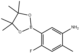 4-氟-2-甲基-5-(4,4,5,5-四甲基-1,3,2-二氧硼烷-2-基)苯胺 结构式