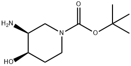 (3S,4R)-3-氨基-4-羟基哌啶-1-羧酸叔丁酯 结构式