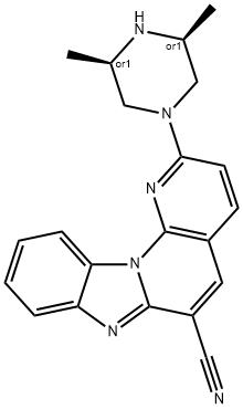2-((3S,5R)-3,5-dimethylpiperazin-1-yl)benzo[4,5]imidazo[1,2-a][1,8]naphthyridine-6-carbonitrile 结构式