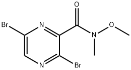 3,6-dibromo-N-methoxy-N-methylpyrazine-2-carboxamide 结构式