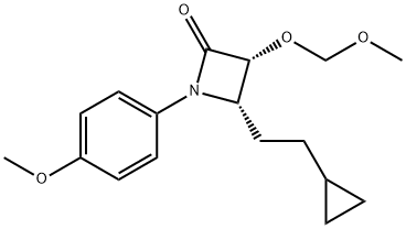 (3R,4S)-4-(2-环丙基乙基)-3-(甲氧基甲氧基)-1-(4-甲氧基苯基)氮杂环丁烷-2-酮 结构式