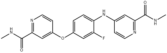 4-[2-fluoro-4-[2-(methylcarbamoyl)pyridin-4-yl]oxyanilino]-N-methylpyridine-2-carboxamide 结构式