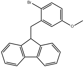 9H-Fluorene, 9-[(2-bromo-5-methoxyphenyl)methyl]- 结构式
