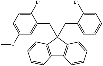 9H-Fluorene, 9-[(2-bromo-5-methoxyphenyl)methyl]-9-[(2-bromophenyl)methyl]- 结构式