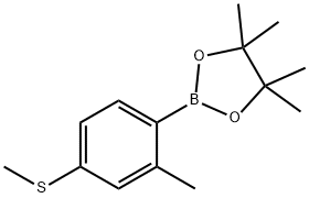 2-甲基-4-甲基硫代苯基硼酸频哪醇酯 结构式