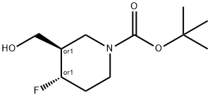 (Trans)-tert-butyl 4-fluoro-3-(hydroxymethyl)piperidine-1-carboxylate 结构式