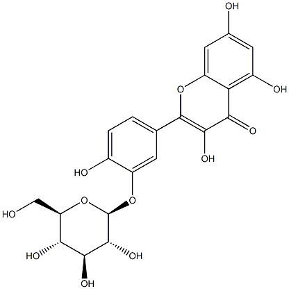 4H-1-Benzopyran-4-one, 2-(3-(beta-D-glucopyranosyloxy)-4-hydroxyphenyl)-3,5,7-trihydroxy- 结构式