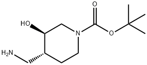 (3R,4R)-4-(氨基甲基)-3-羟基哌啶-1-羧酸叔丁酯 结构式