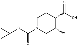 顺式-1-叔丁氧羰基-3-甲基哌啶-4-羧酸 结构式