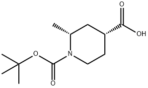 (2R,4R)-1-[(tert-butoxy)carbonyl]-2-methylpiperidine-4-carboxylic acid 结构式