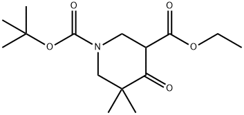 1-叔-丁基 3-乙基 5,5-二甲基-4-氧亚基哌啶-1,3-二甲酸基酯 结构式