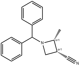 顺-1-(二苯甲基)-2-甲基吖丁啶-3-甲腈 结构式