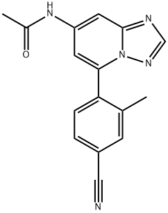N-(5-(4-cyano-2-methylphenyl)-[1,2,4]triazolo[1,5-a]pyridin-7-yl)acetamide 结构式