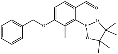 4-(benzyloxy)-3-methyl-2-(4,4,5,5-tetramethyl-1,3,2-dioxaborolan-2-yl)benzaldehyde 结构式