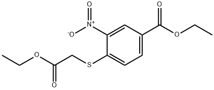 4-Ethoxycarbonylmethylsulfanyl-3-nitro-benzoic acid ethyl ester 结构式