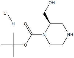 (R)-2-(羟基甲基)哌嗪-1-甲酸叔丁酯盐酸盐 结构式