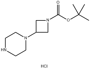 1-叔丁氧羰基-3-(1-哌嗪基)氮杂环丁烷二盐酸盐 结构式