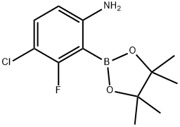 4-chloro-3-fluoro-2-(4,4,5,5-tetramethyl-1,3,2-dioxaborolan-2-yl)aniline 结构式