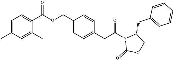 (R)-4-(2-(4-benzyl-2-oxooxazolidin-3-yl)-2-oxoethyl)benzyl 2,4-dimethylbenzoate 结构式
