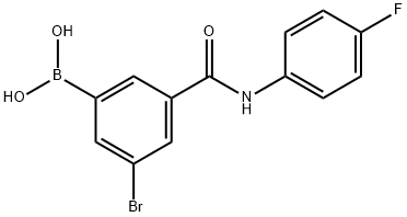 5-Bromo-3-(4-fluorophenyl)aminocarbonylphenylboronic acid 结构式